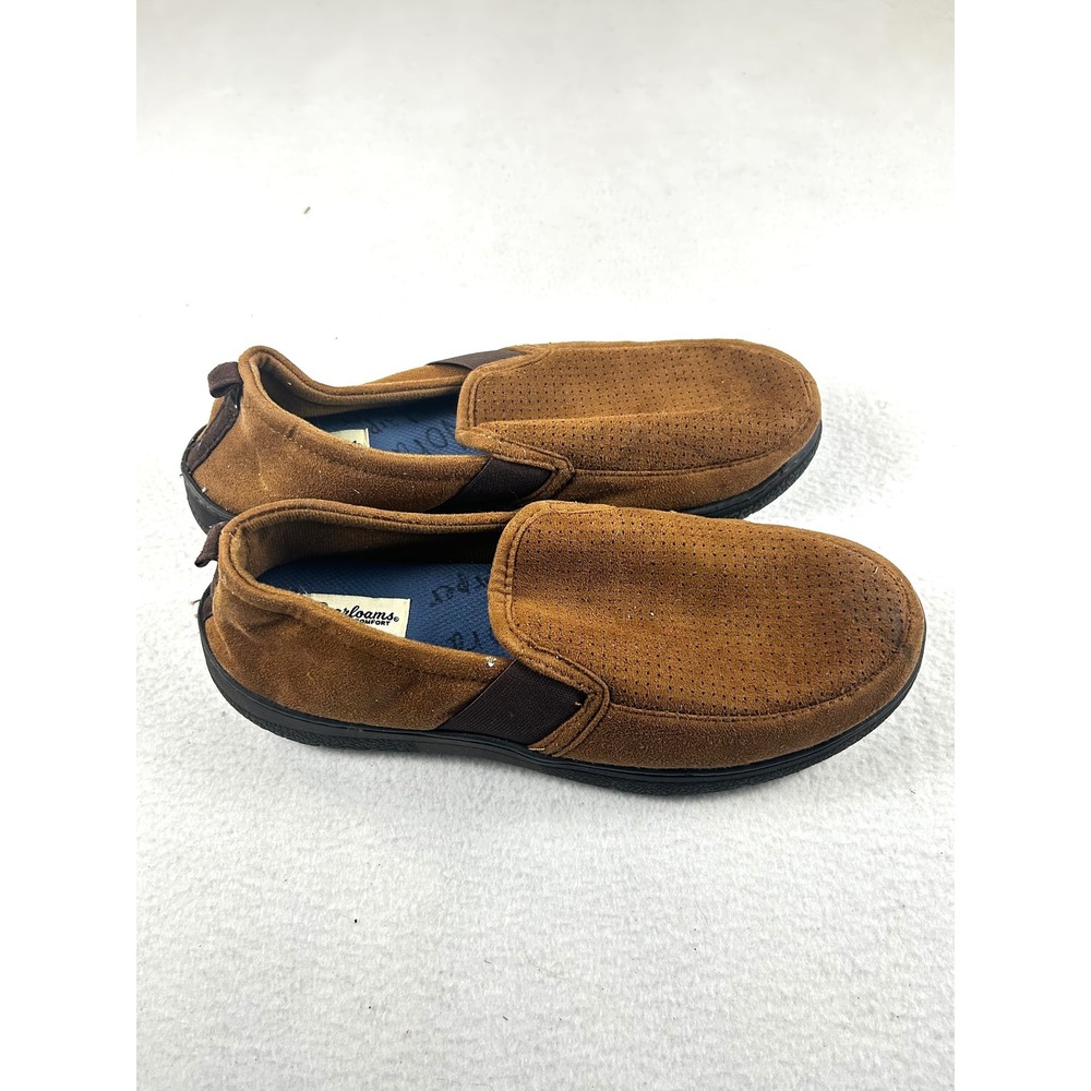 Dearfoams Cozy Comfort Women's 9-10 Tan Perforated Slip On Loafers Shoes Brown